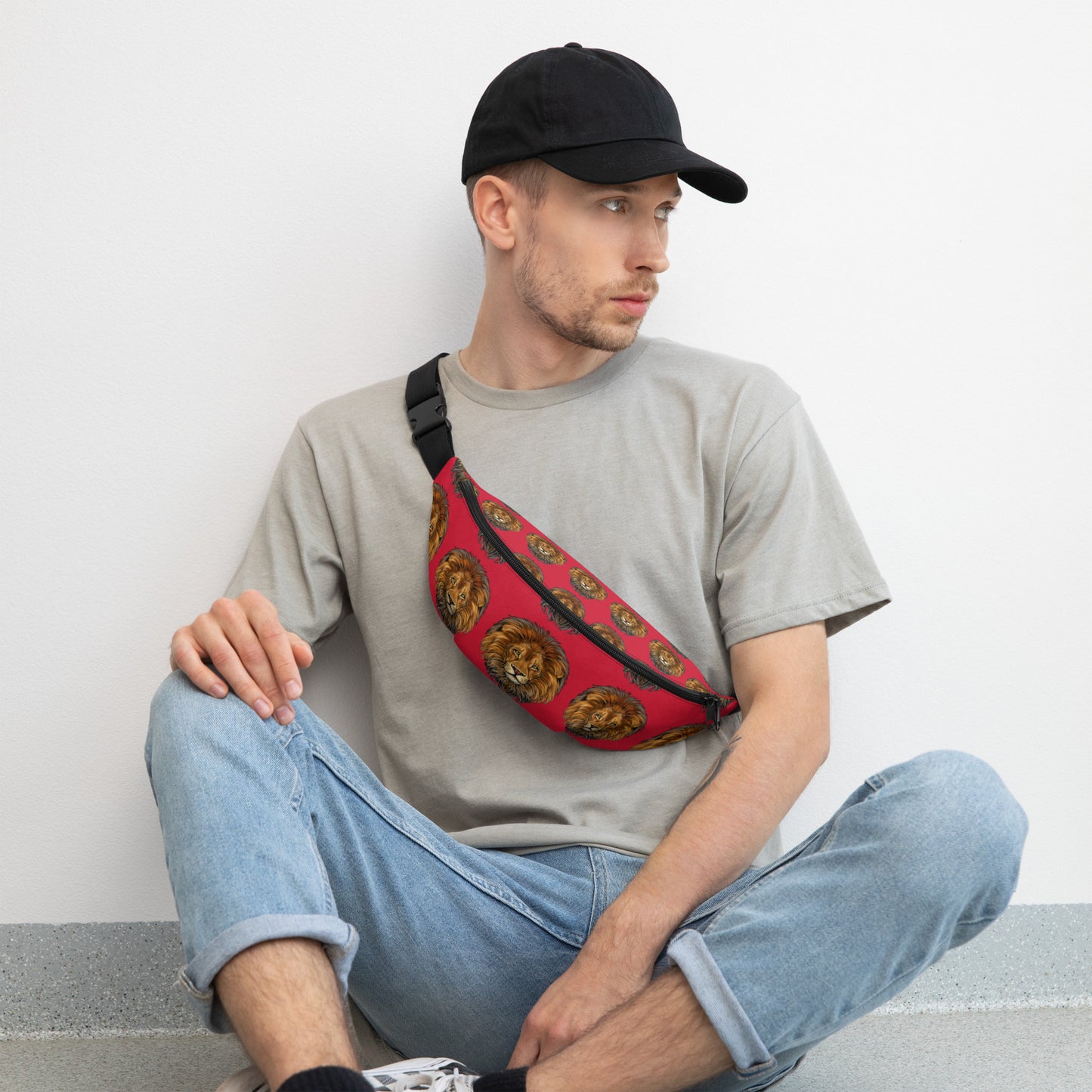 “LION”Red Fanny Pack