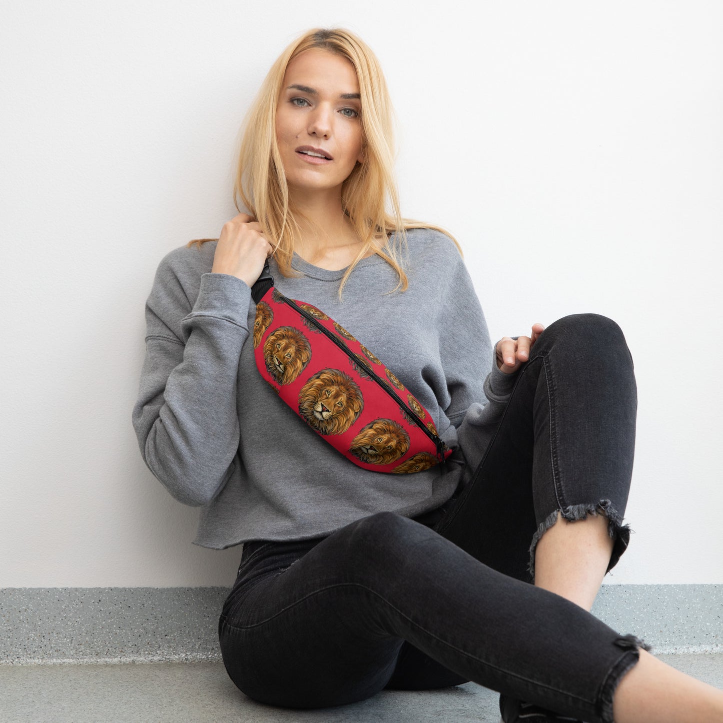 “LION”Red Fanny Pack