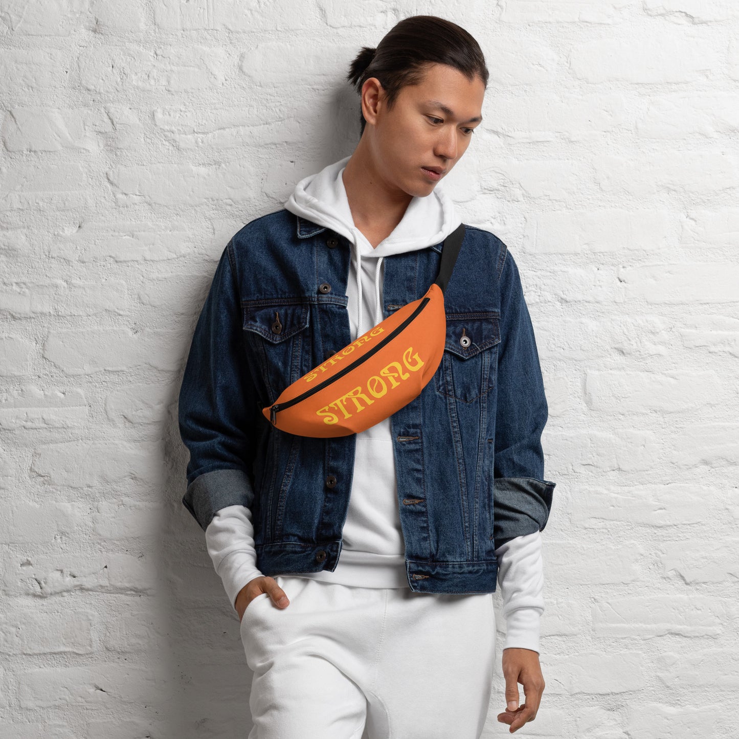 “STRONG”Orange Fanny Pack W/Yellow Font