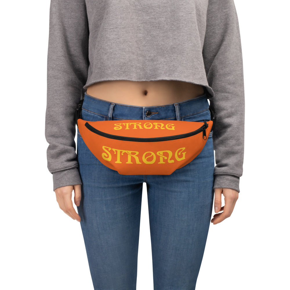 “STRONG”Orange Fanny Pack W/Yellow Font