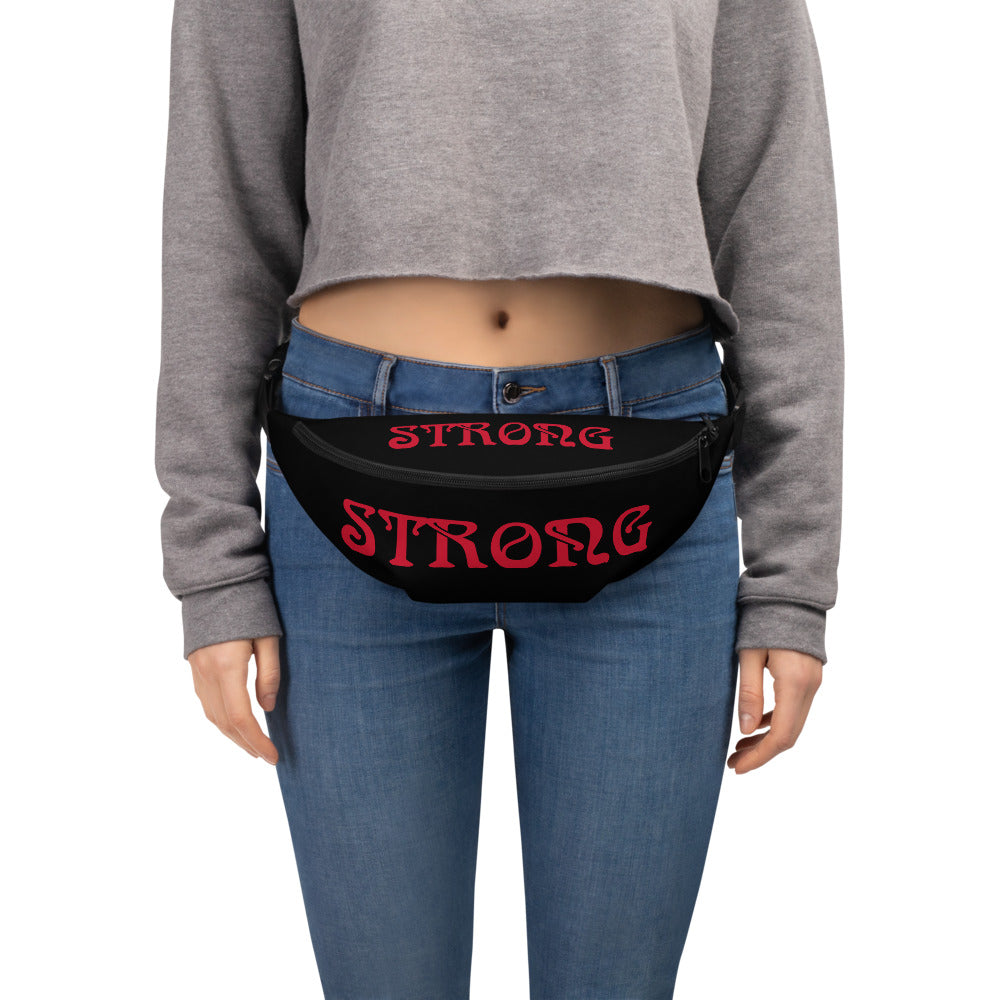 “STRONG”Black Fanny Pack W/Red Font