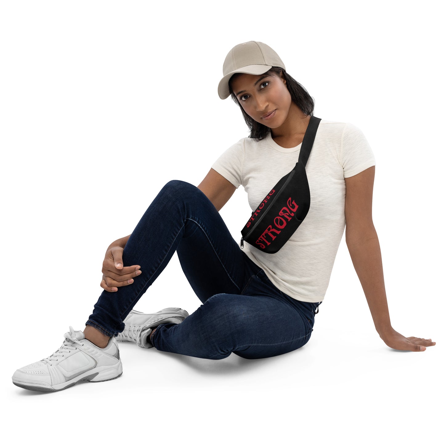 “STRONG”Black Fanny Pack W/Red Font