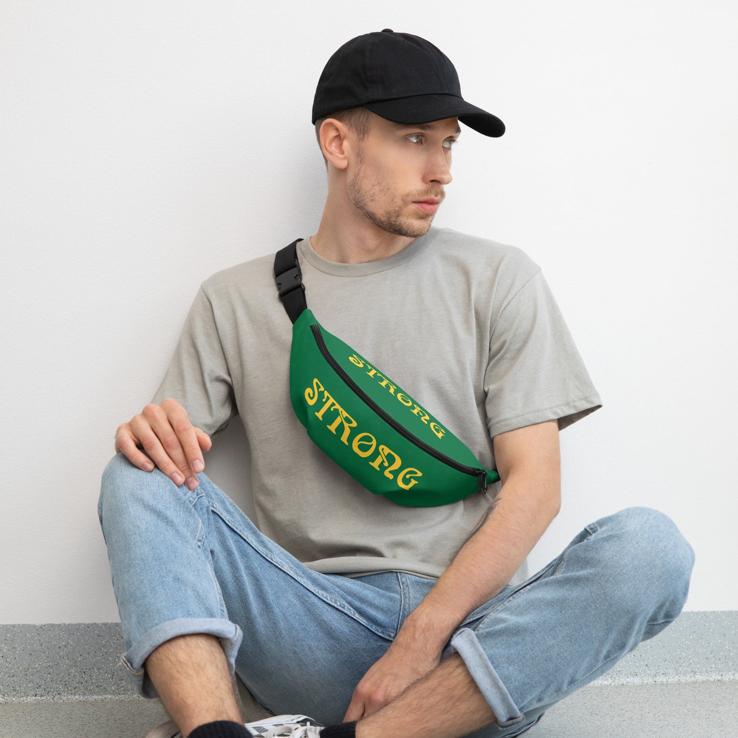 “STRONG”Green Fanny Pack W/Yellow Font