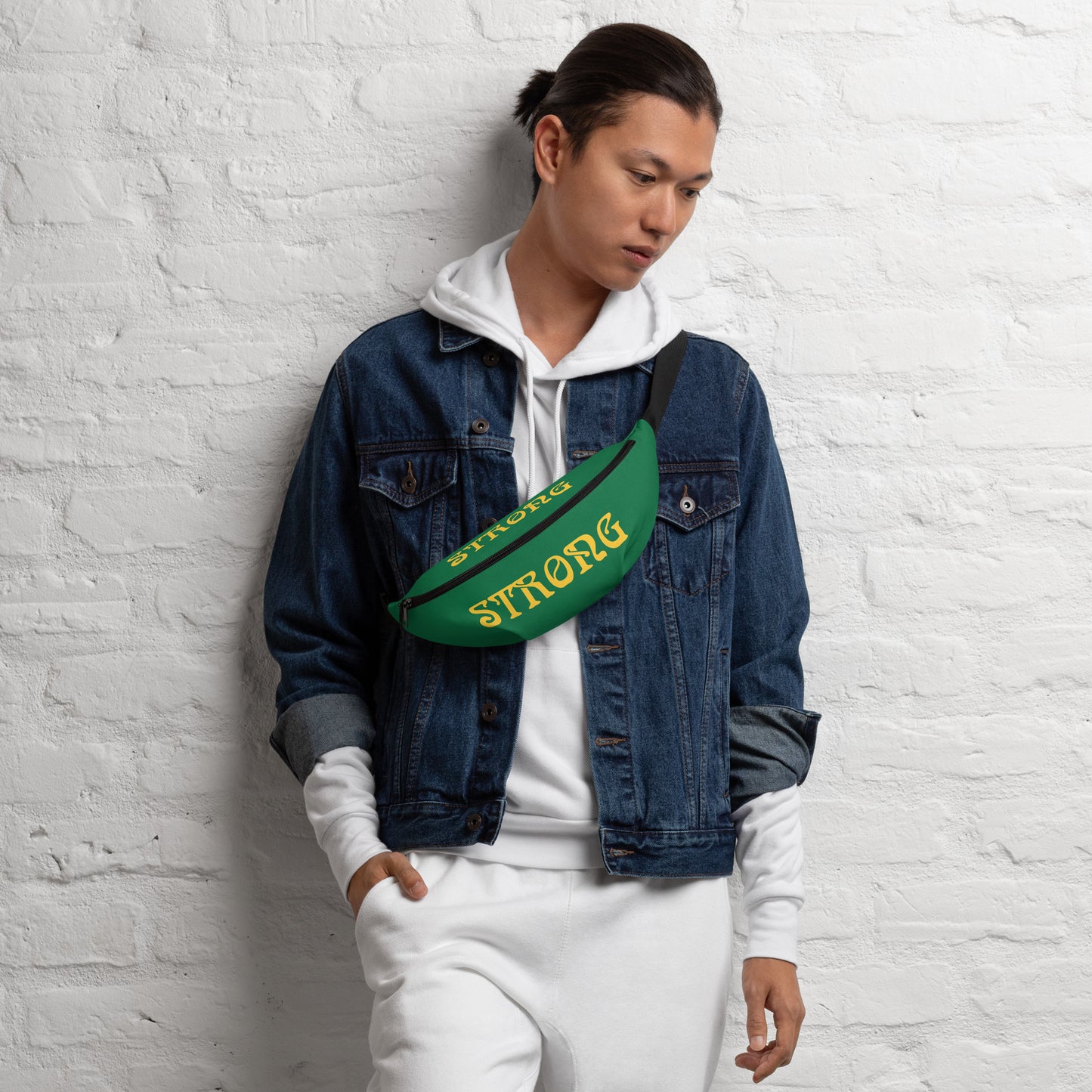 “STRONG”Green Fanny Pack W/Yellow Font