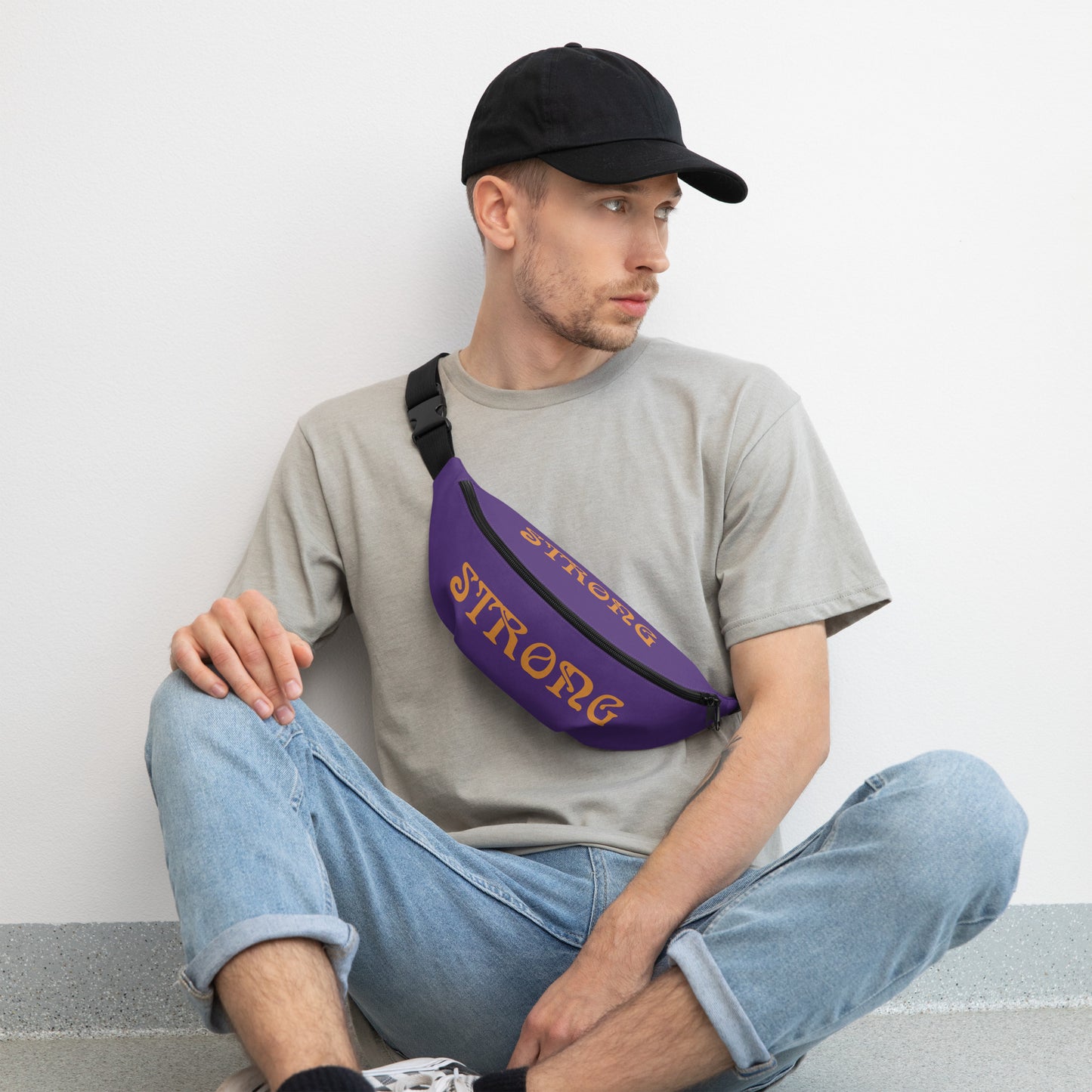 “STRONG”Purple Fanny Pack W/Bronze Font