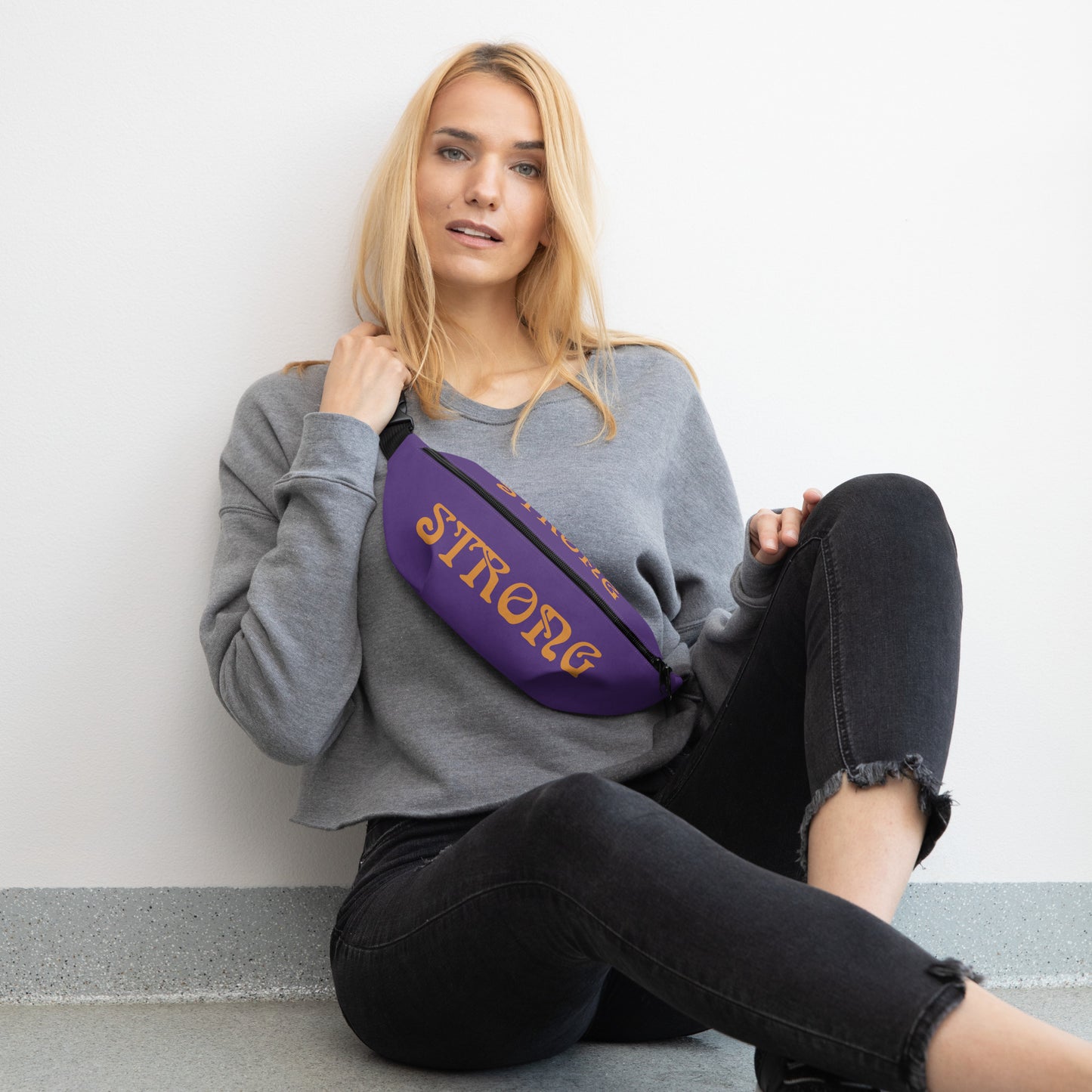 “STRONG”Purple Fanny Pack W/Bronze Font
