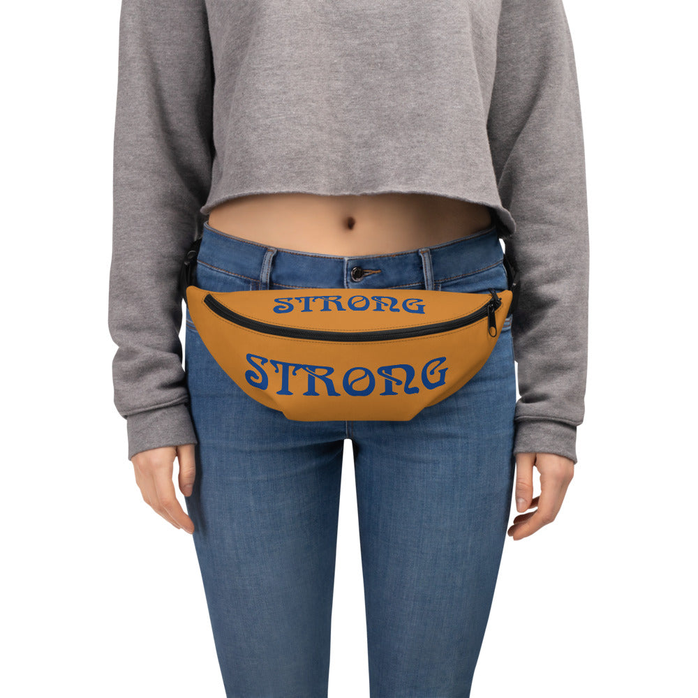 “STRONG”Bronze Fanny Pack W/Blue Font