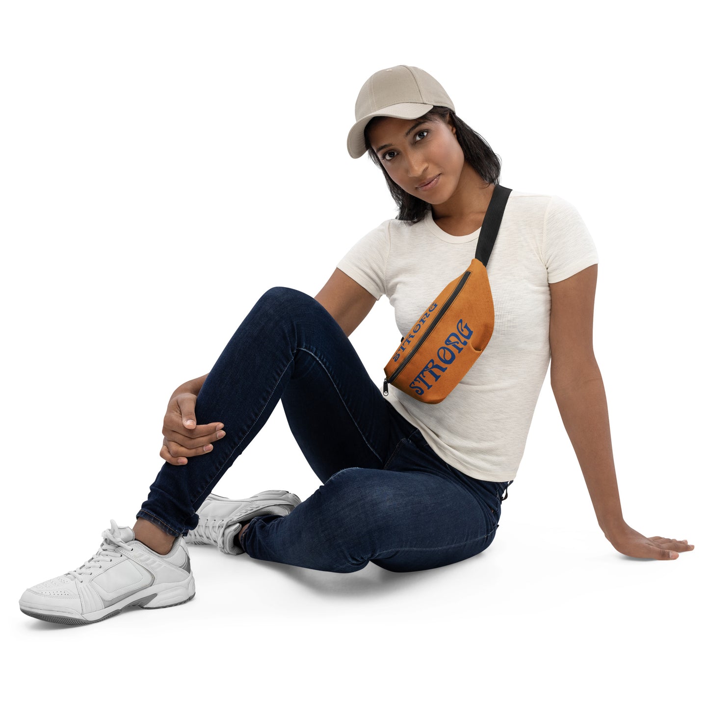 “STRONG”Bronze Fanny Pack W/Blue Font