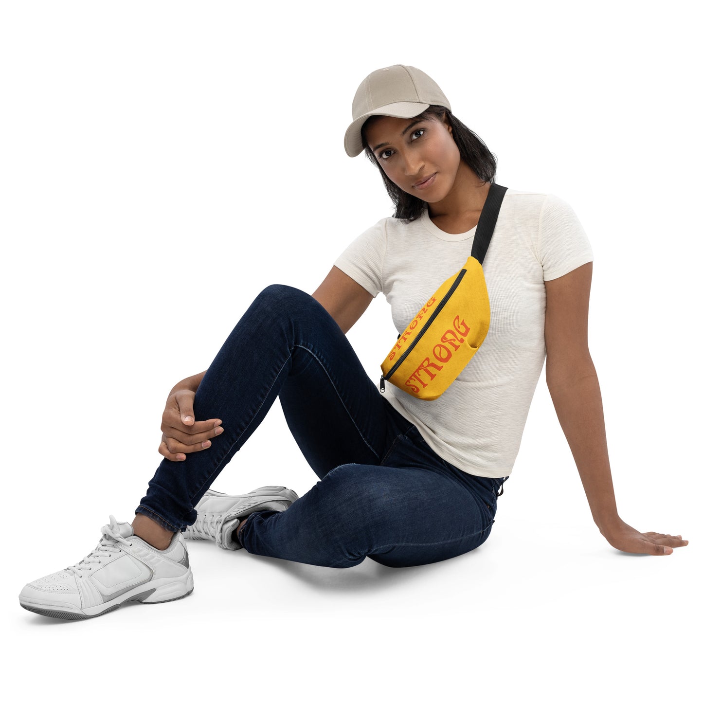 “STRONG”Yellow Fanny Pack W/Orange Font