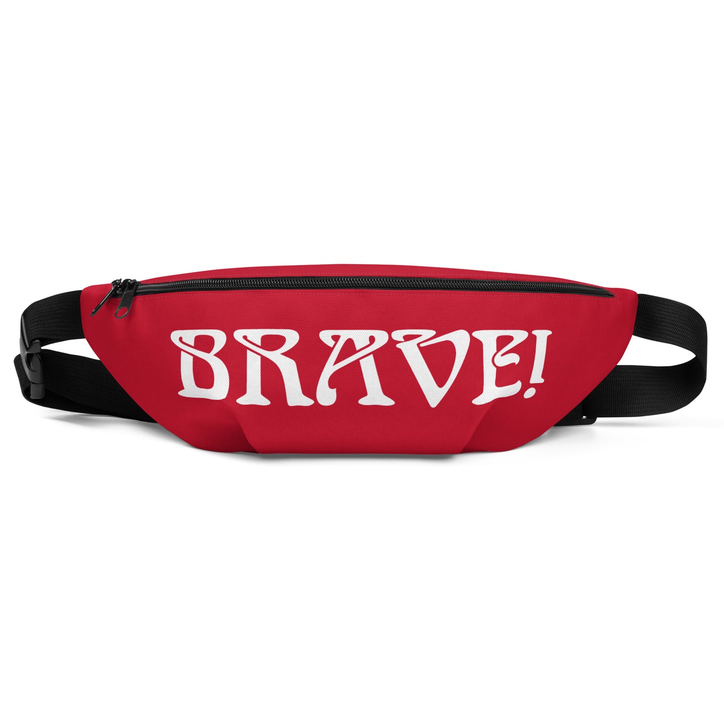 “BRAVE”Red Fanny Pack W/White Font