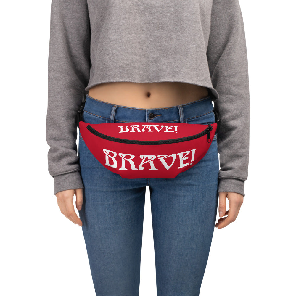 “BRAVE”Red Fanny Pack W/White Font