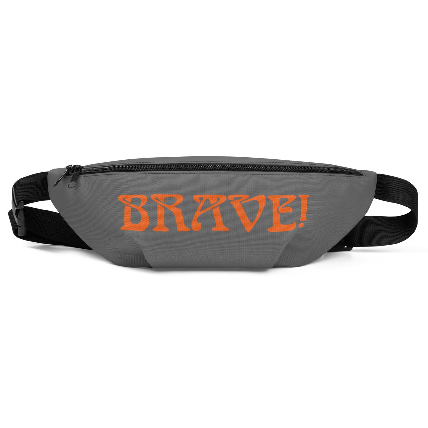 “BRAVE”Grey Fanny Pack W/Orange Font