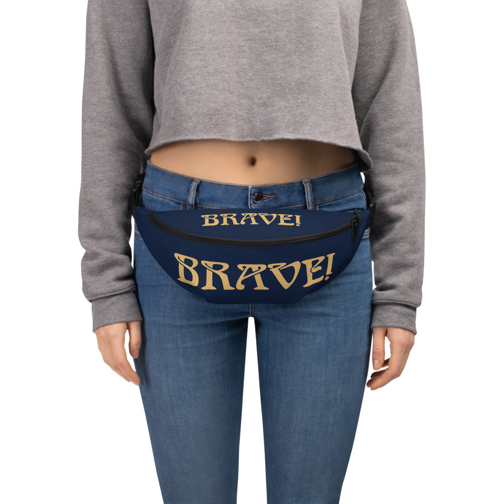 “BRAVE”Navy Fanny Pack W/Fawn Font