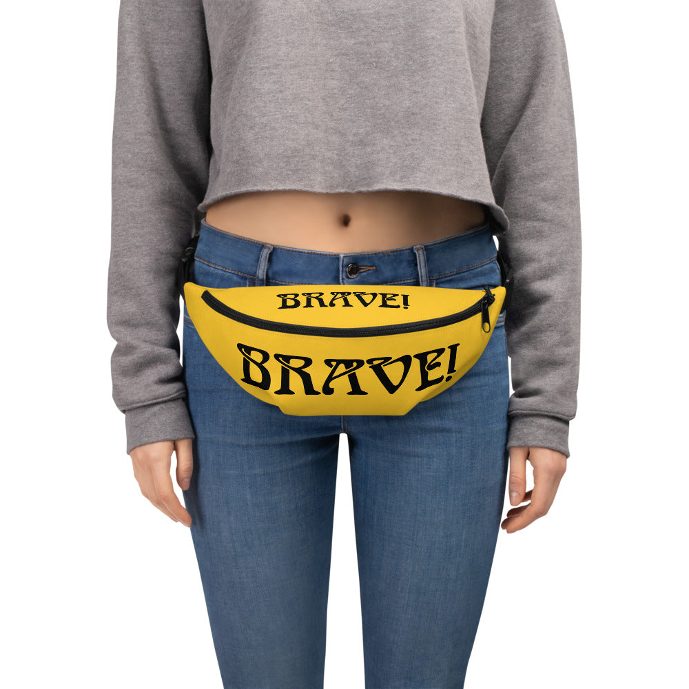“BRAVE”Yellow Fanny Pack W/Black Font