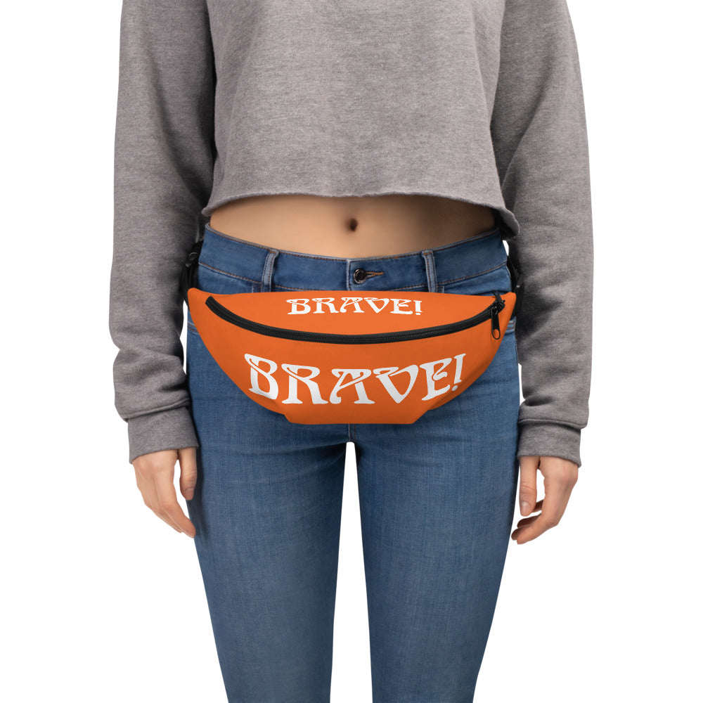 “BRAVE”Orange Fanny Pack W/White Font