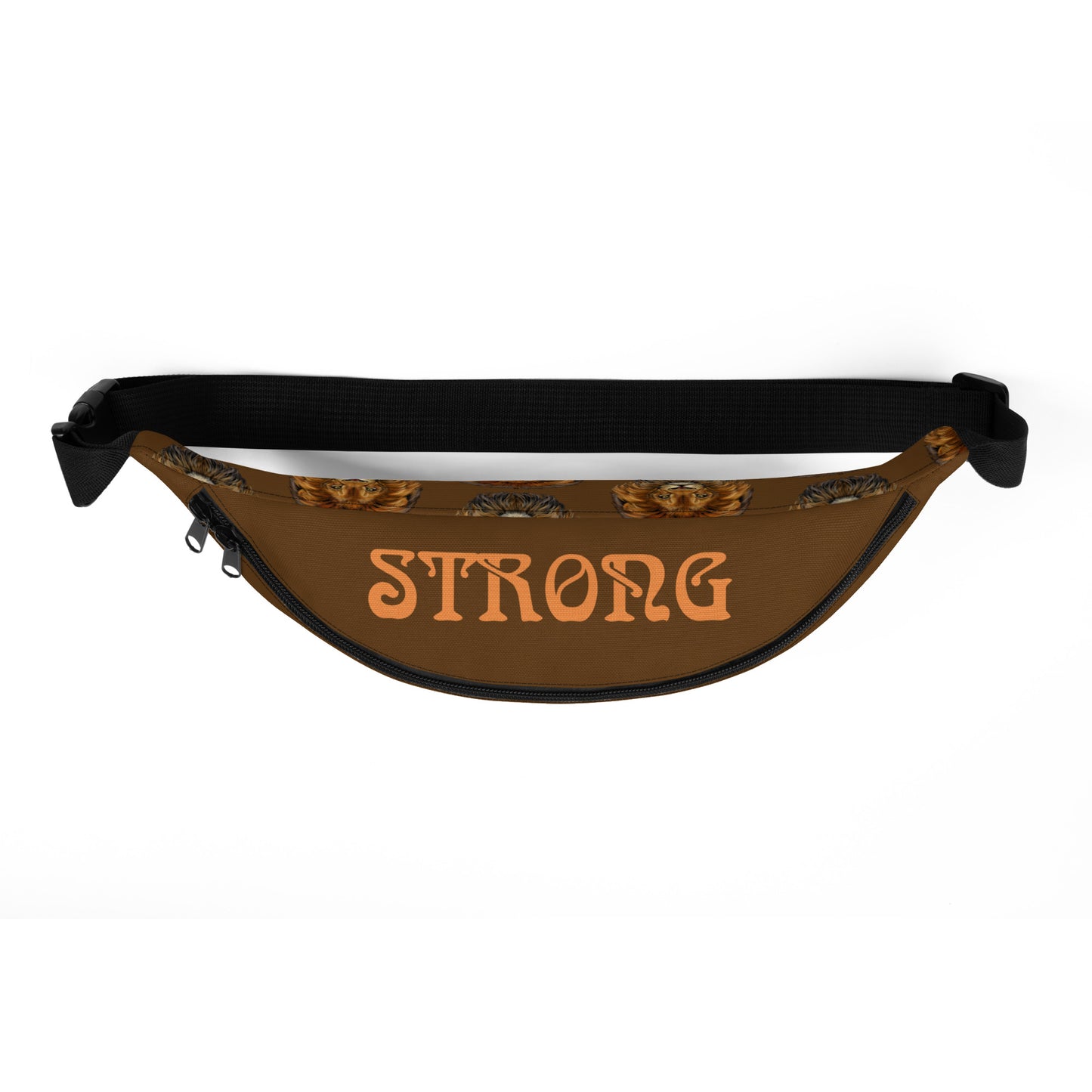 “STRONG”Brown Fanny Pack W/Orange Font