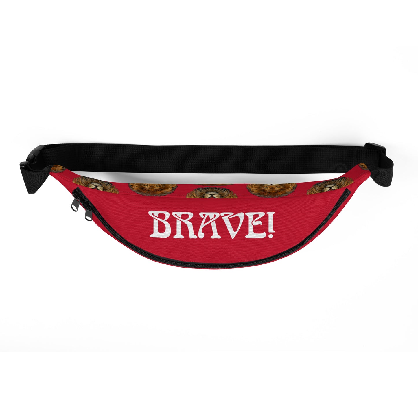 “BRAVE”Red Fanny Pack W/White Font