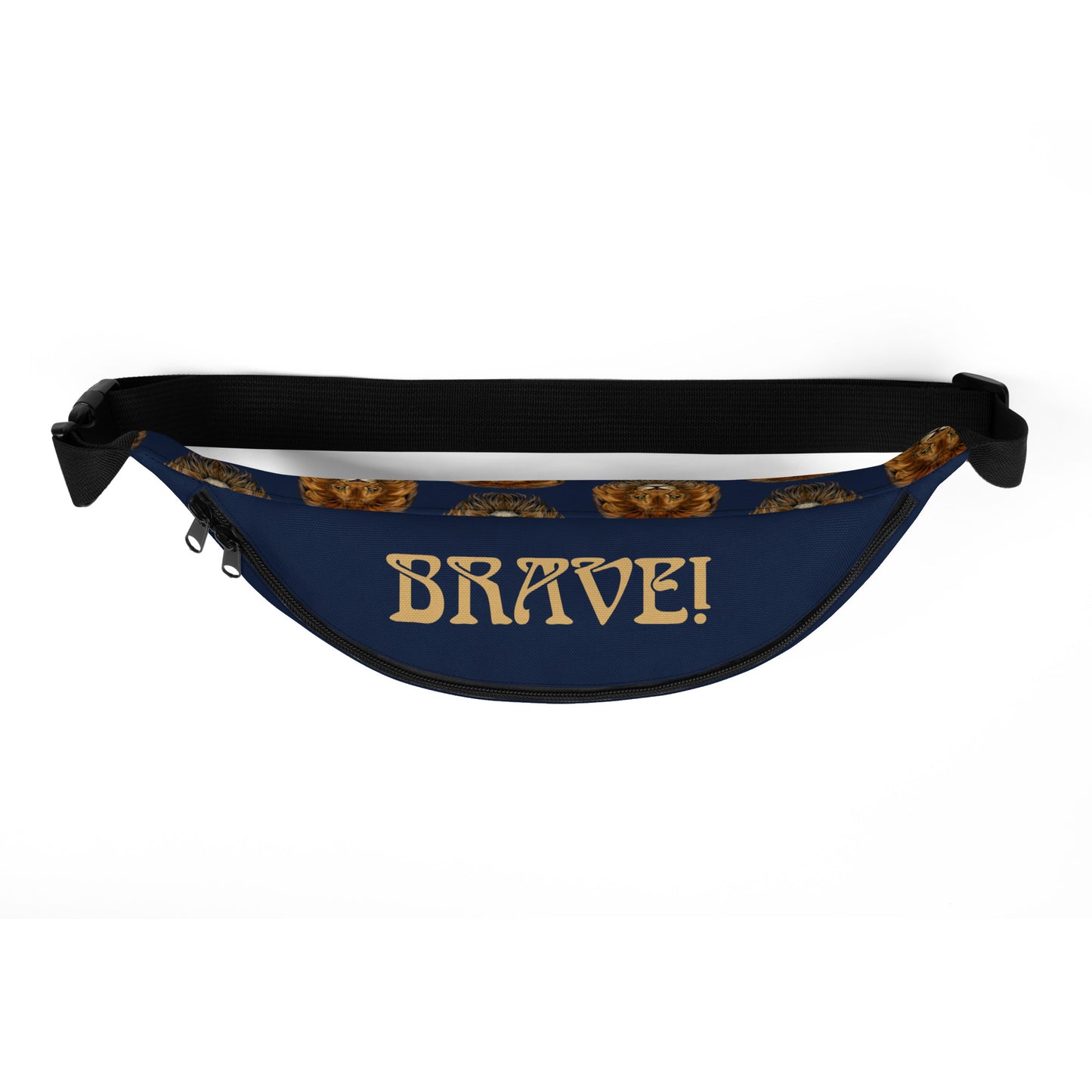 “BRAVE”Navy Fanny Pack W/Fawn Font