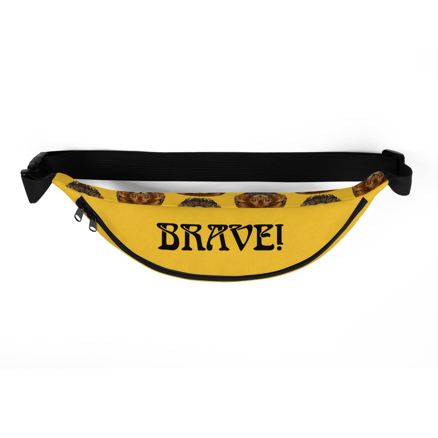 “BRAVE”Yellow Fanny Pack W/Black Font