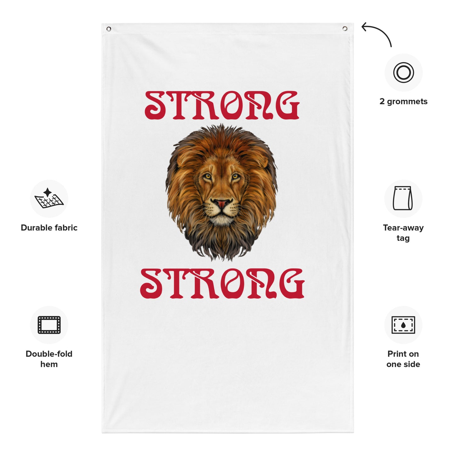 “STRONG”White Flag W/Red Font