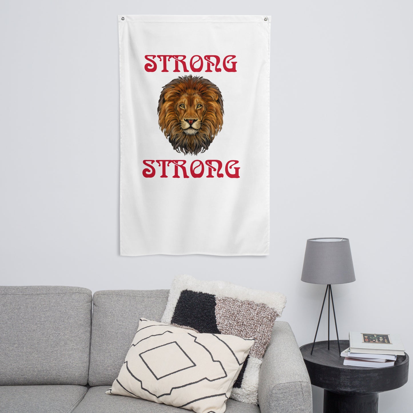 “STRONG”White Flag W/Red Font