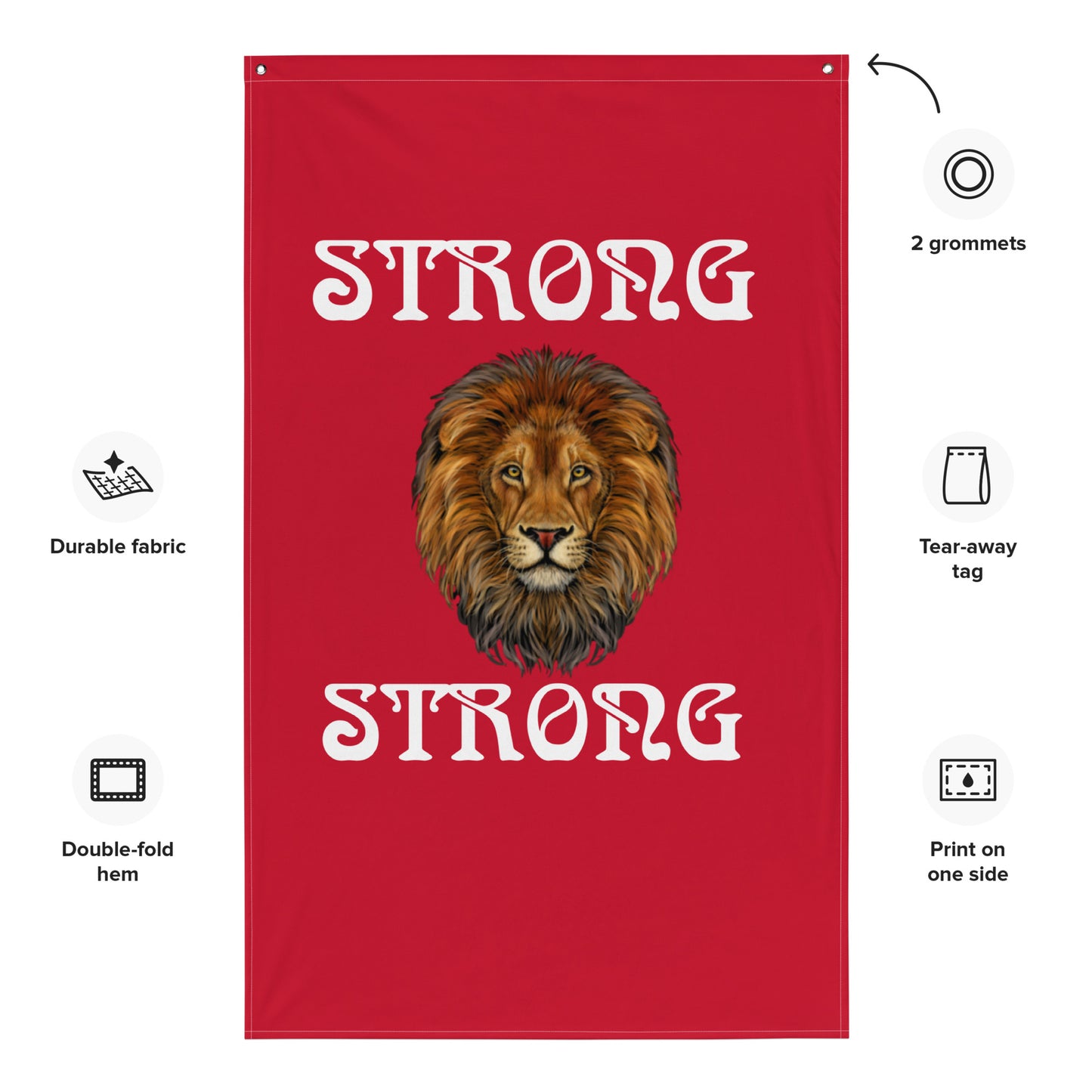 “STRONG”Red Flag W/White Font