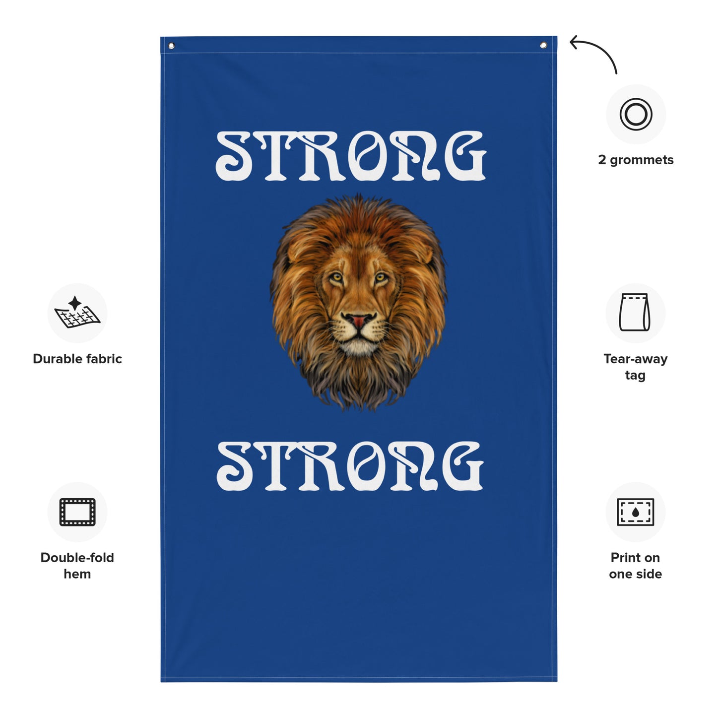 “STRONG”Blue Flag W/White Font