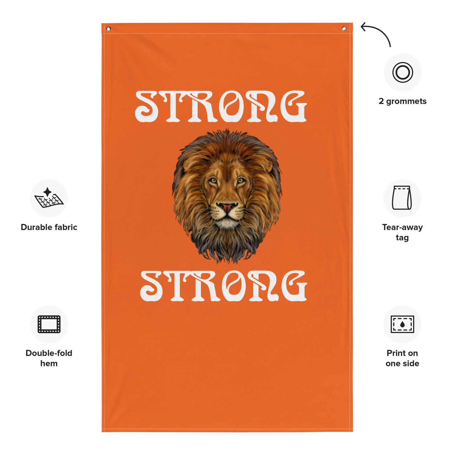 “STRONG”Orange Flag W/White Font
