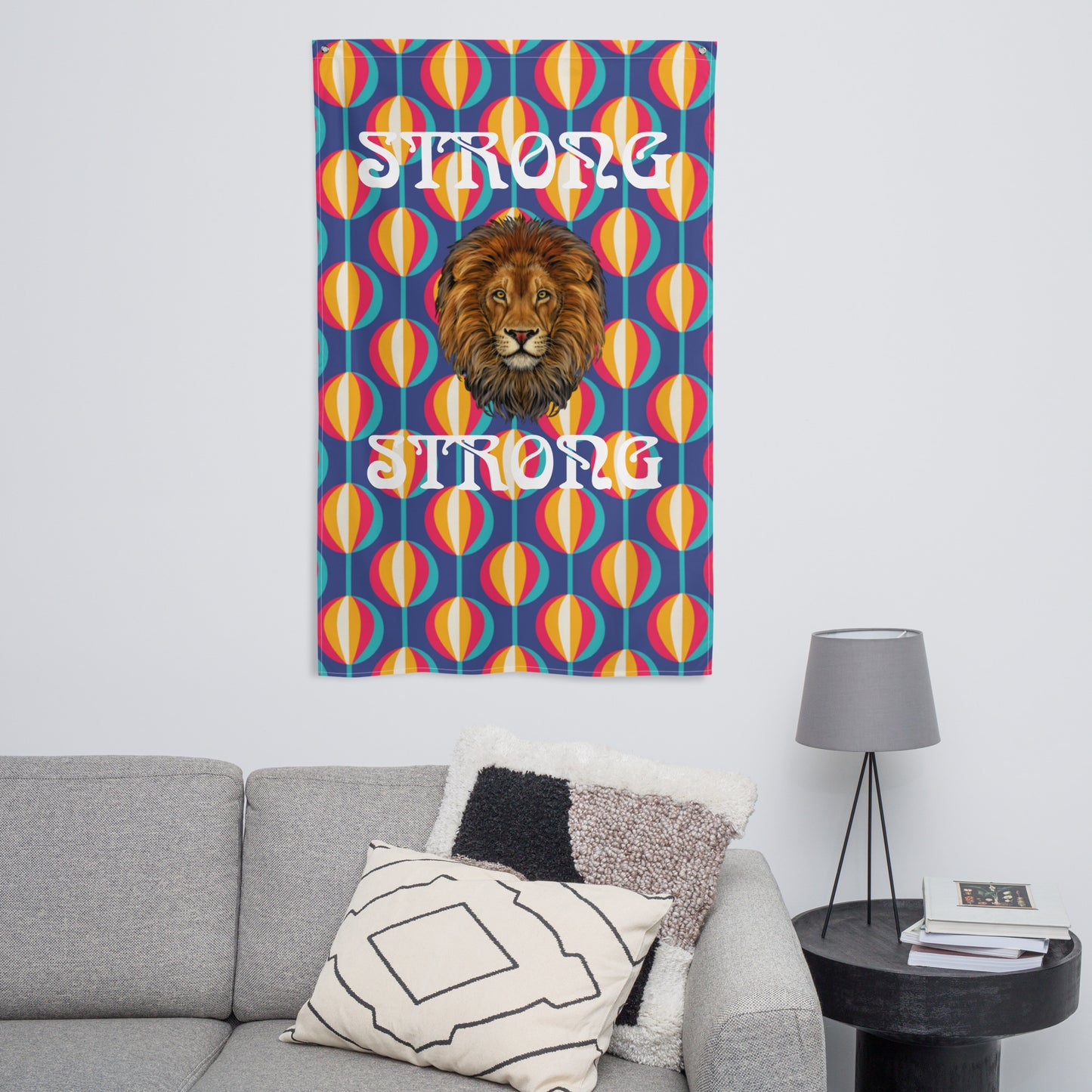 “STRONG”Ballon Pattern Flag W/White Font
