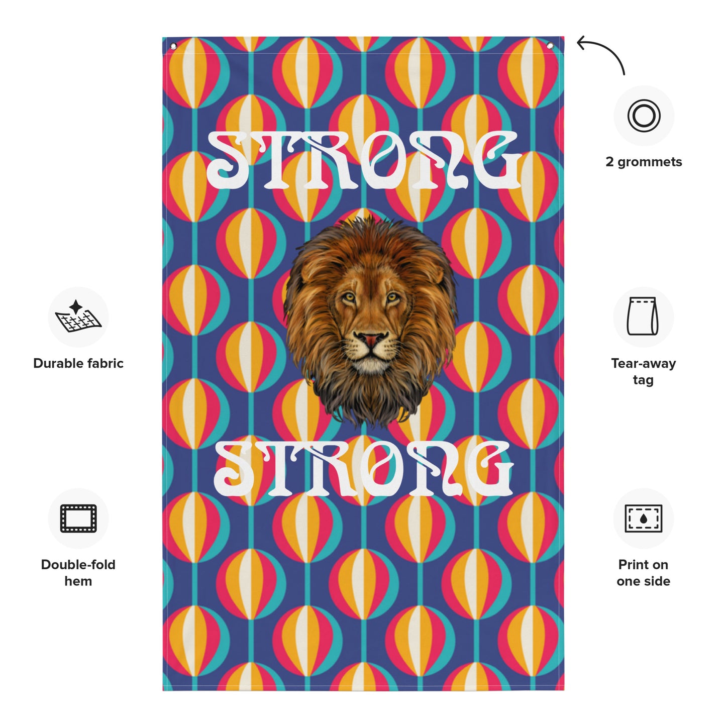 “STRONG”Ballon Pattern Flag W/White Font