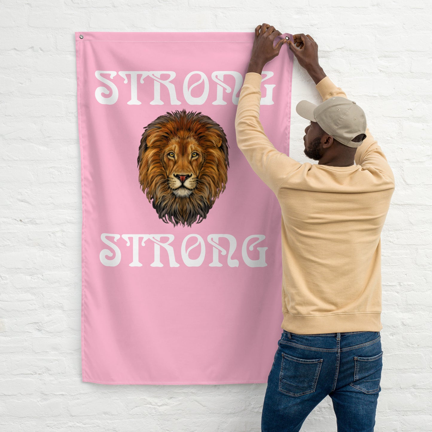 “STRONG”Pink Flag W/White Font