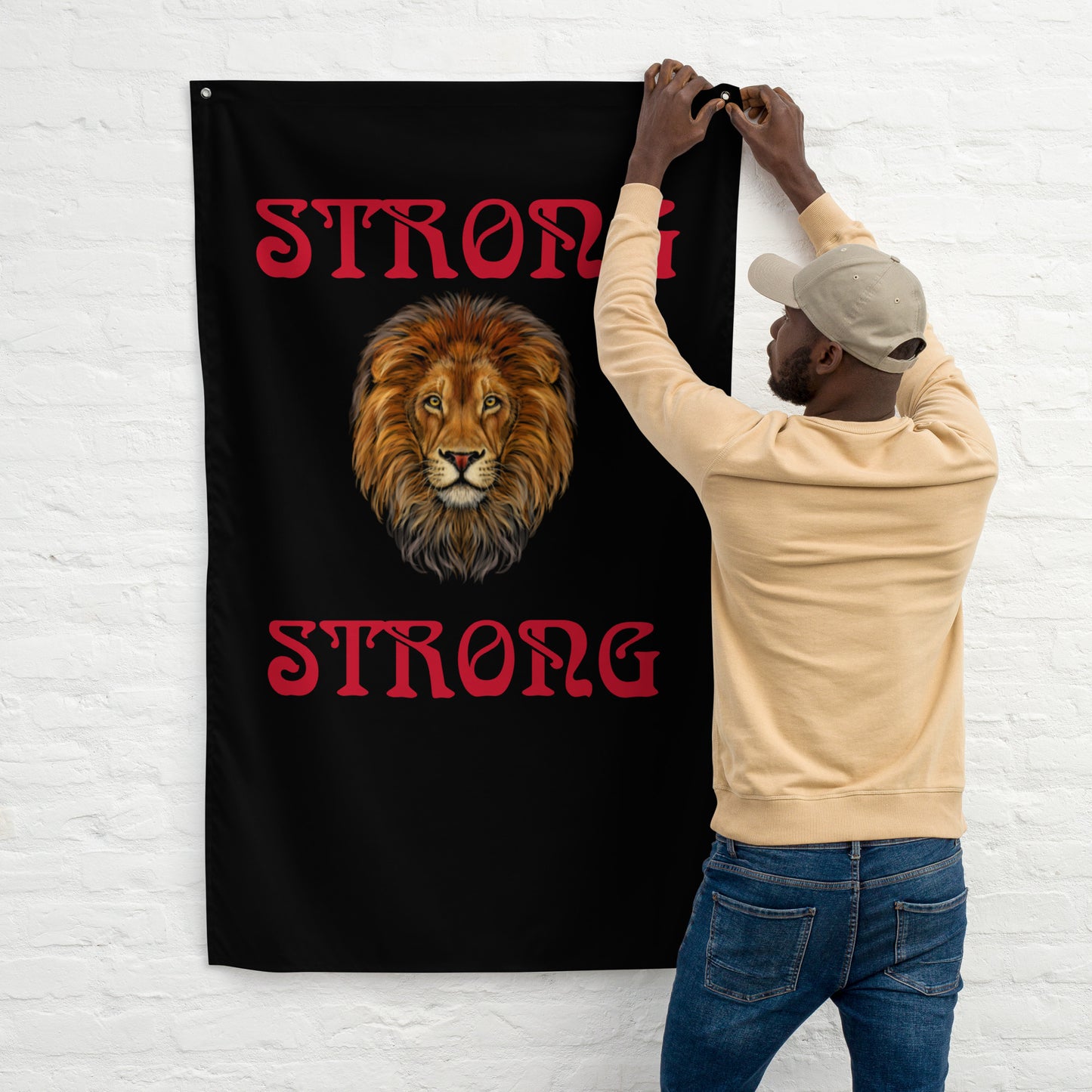 “STRONG”Black Flag W/Red Font