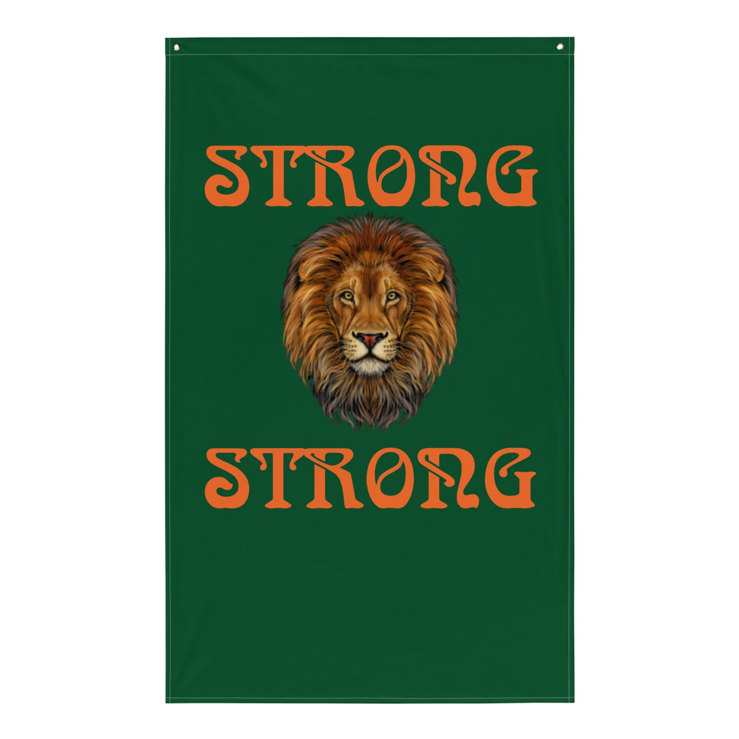 “STRONG”Green Flag W/Orange Font