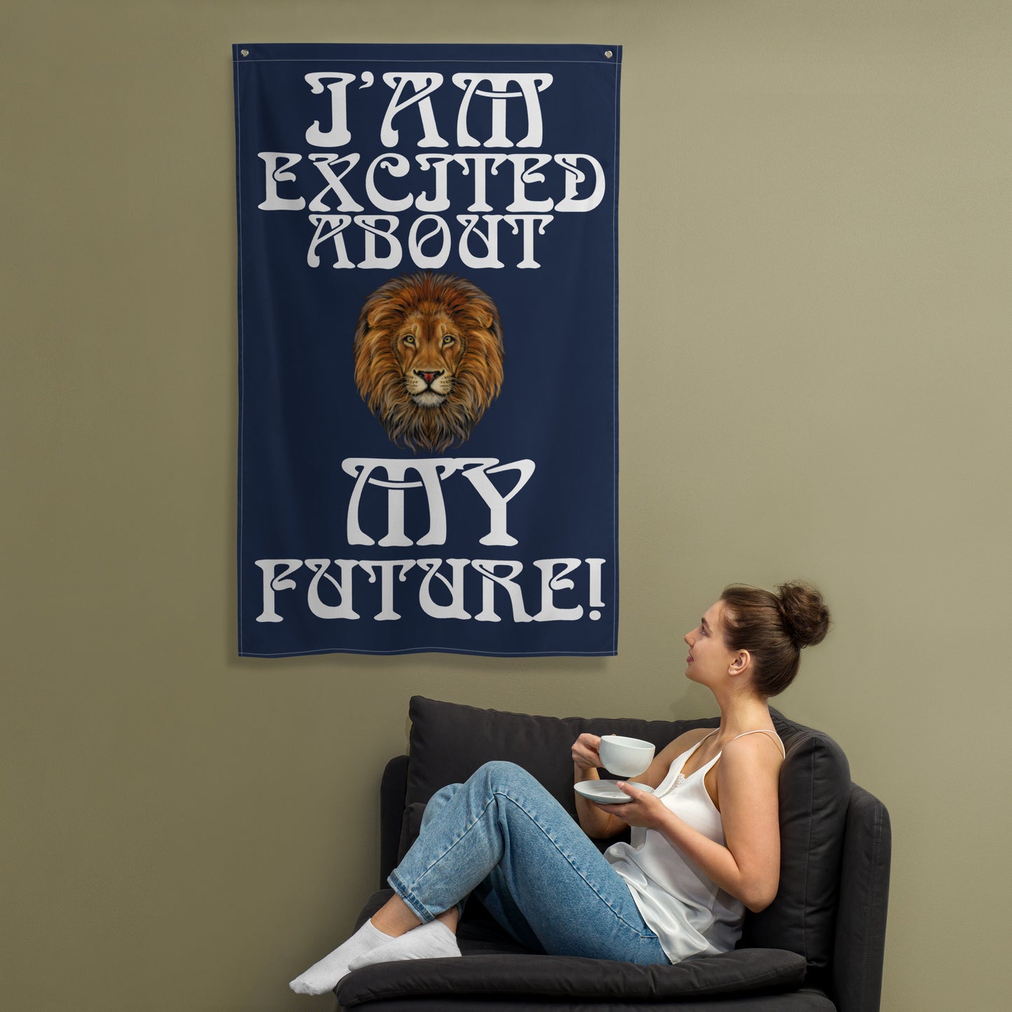 “IAM EXCITED ABOUT MY FUTURE!"Navy Flag W/White Font