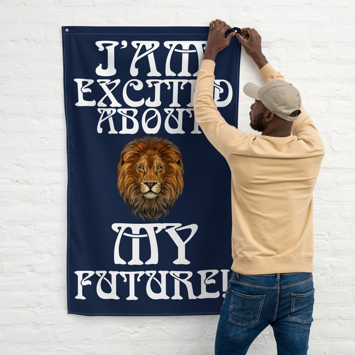 “IAM EXCITED ABOUT MY FUTURE!"Navy Flag W/White Font