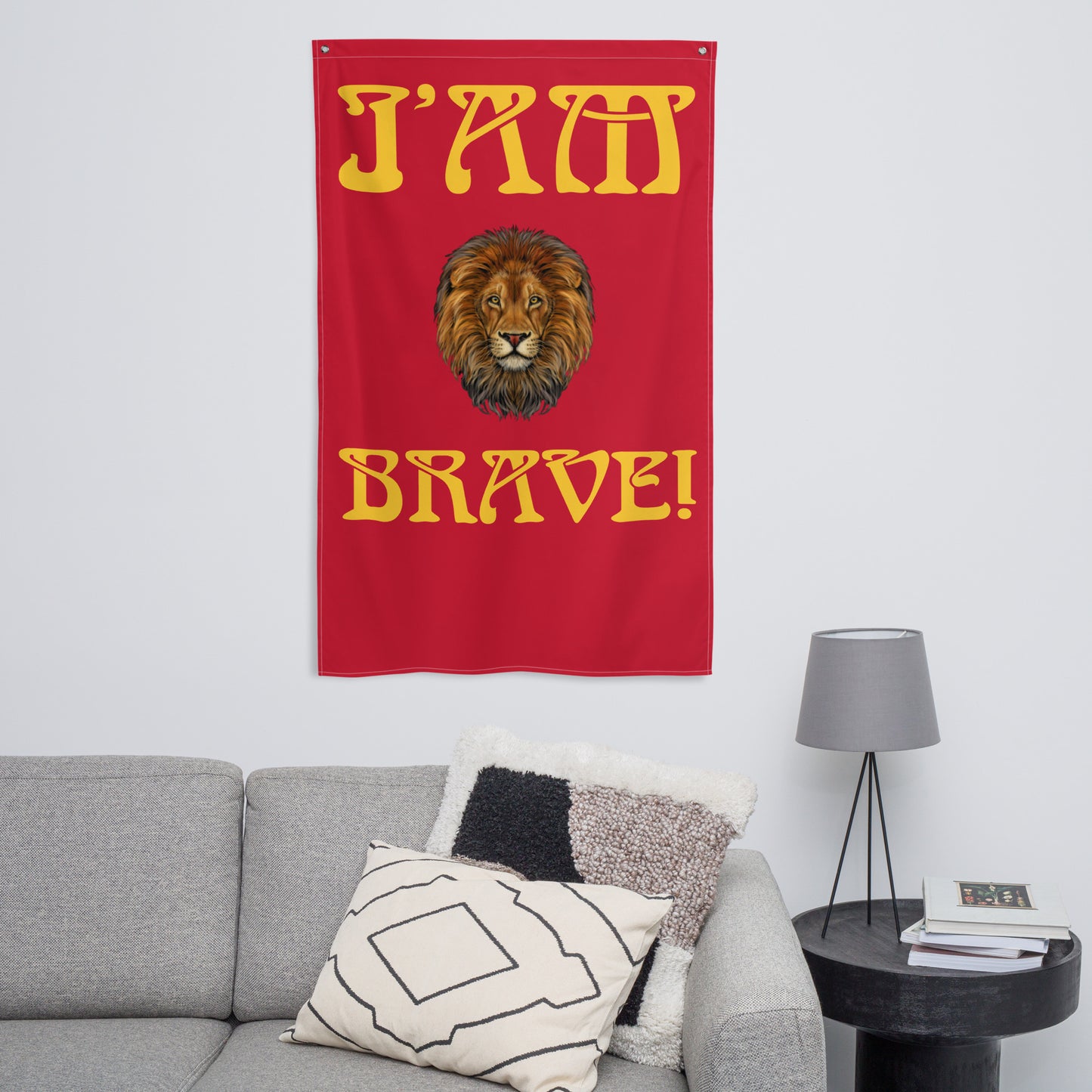 “I’AM BRAVE!”Red Flag W/Yellow Font