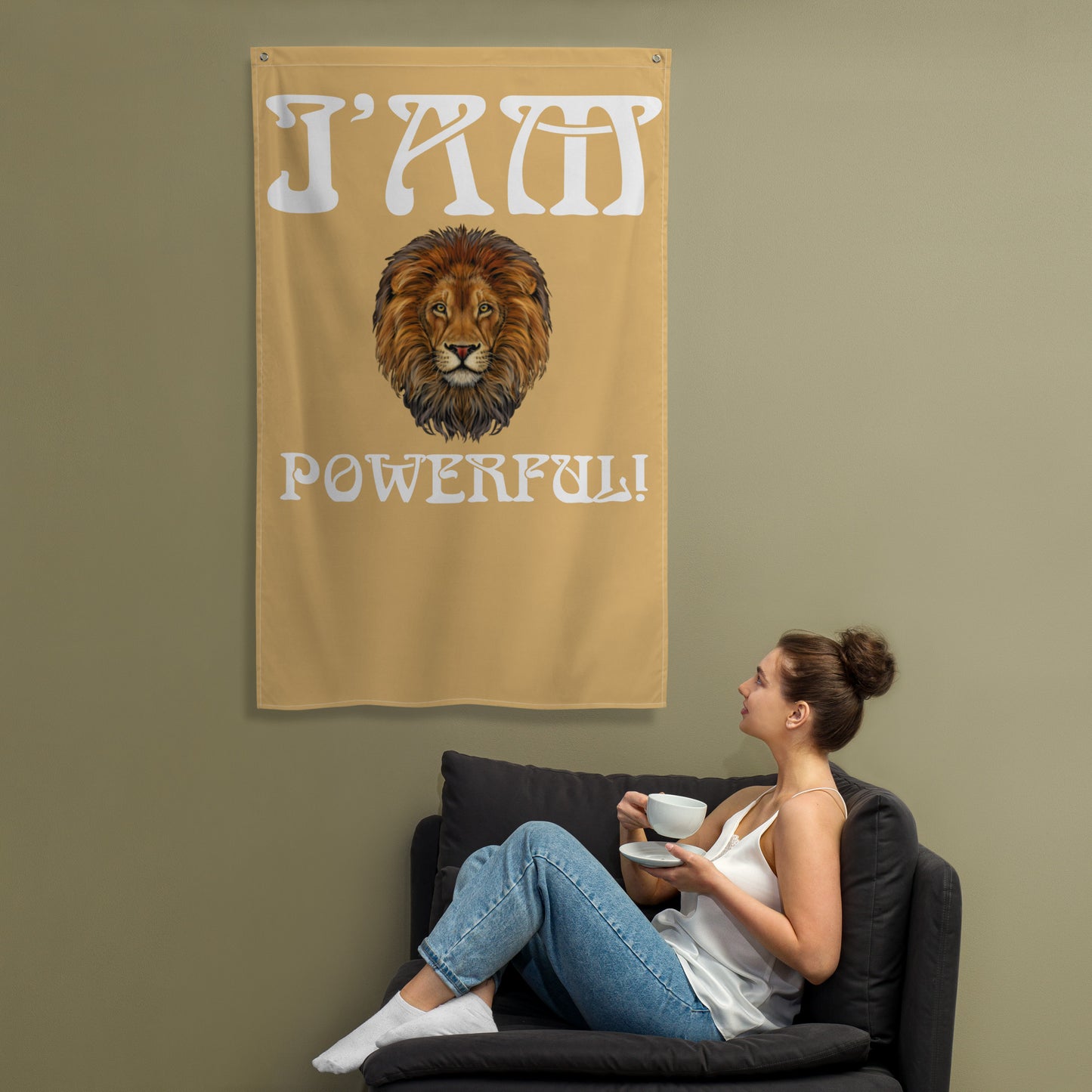 “I’AM POWERFUL!”Fawn Flag W/White Font