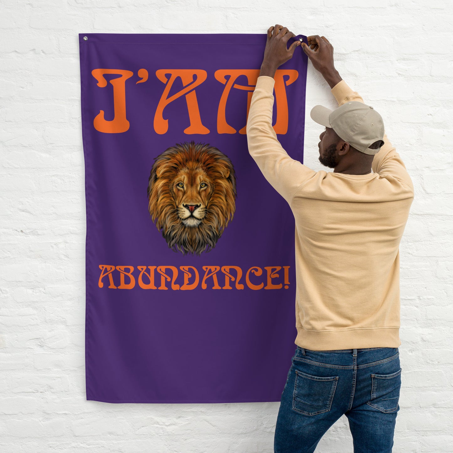 “I’AM ABUNDANCE!”Purple Flag W/Orange Font