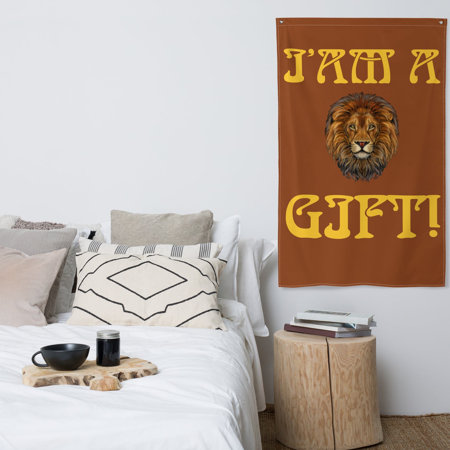 “I’AM A GIFT!”Brown Flag W/Yellow Font