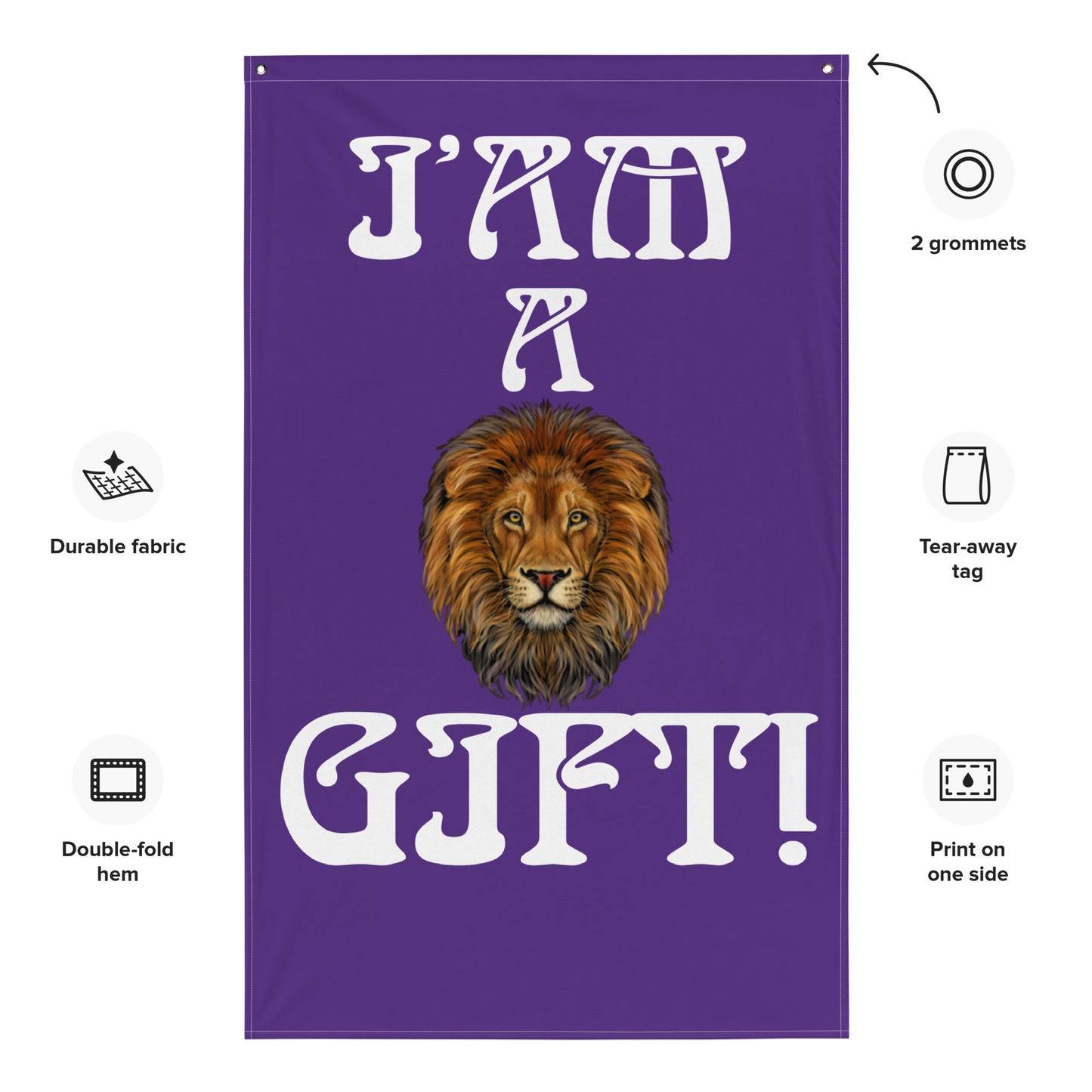 “I’AM A GIFT!”Purple Flag W/White Font
