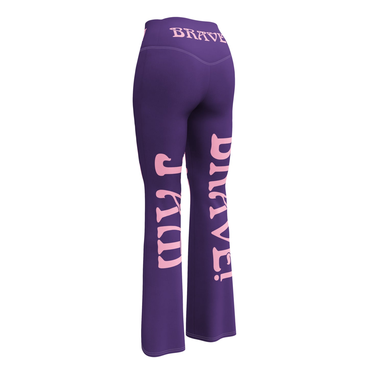 “I’AM BRAVE!” Purple Flare Leggings W/Cotton Candy Font