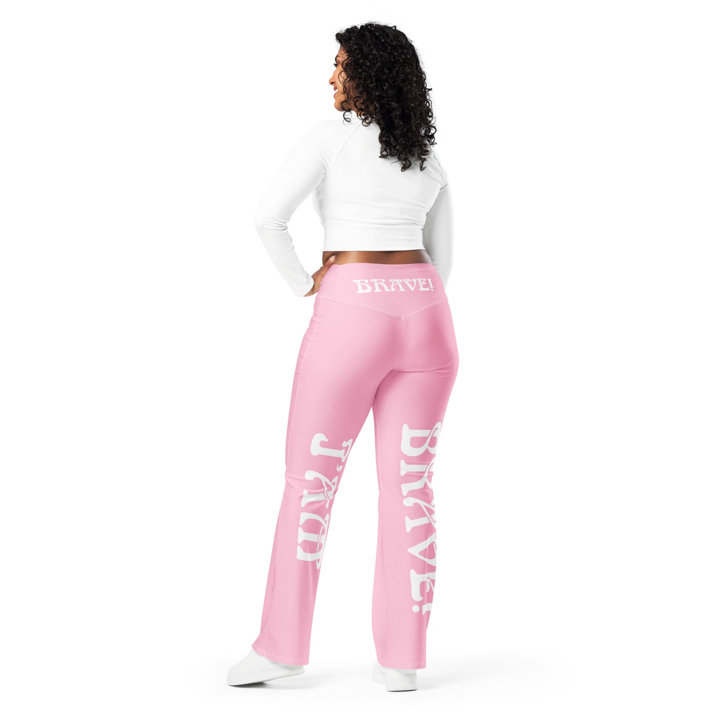 “I’AM BRAVE!” Cotton Candy Flare Leggings W/White Font
