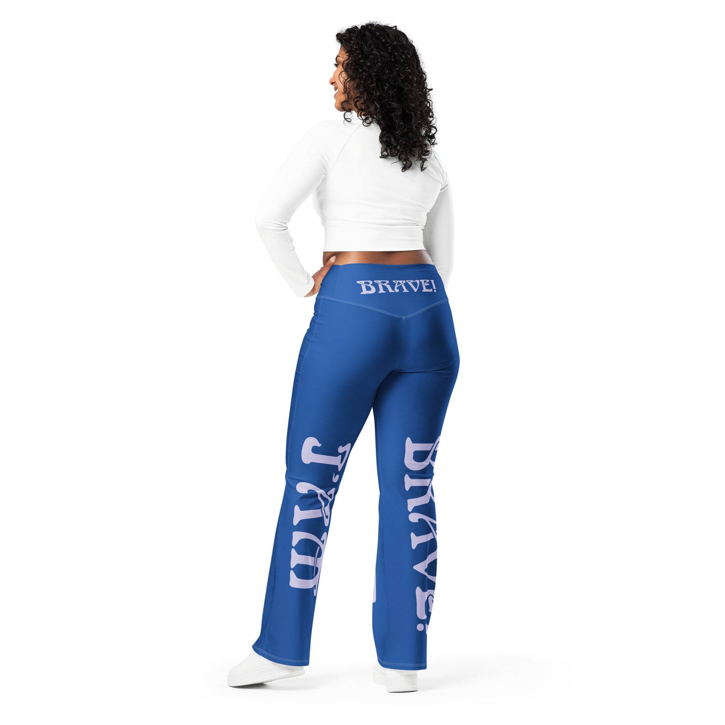 “I’AM BRAVE!” Blue Flare Leggings W/Melrose Font