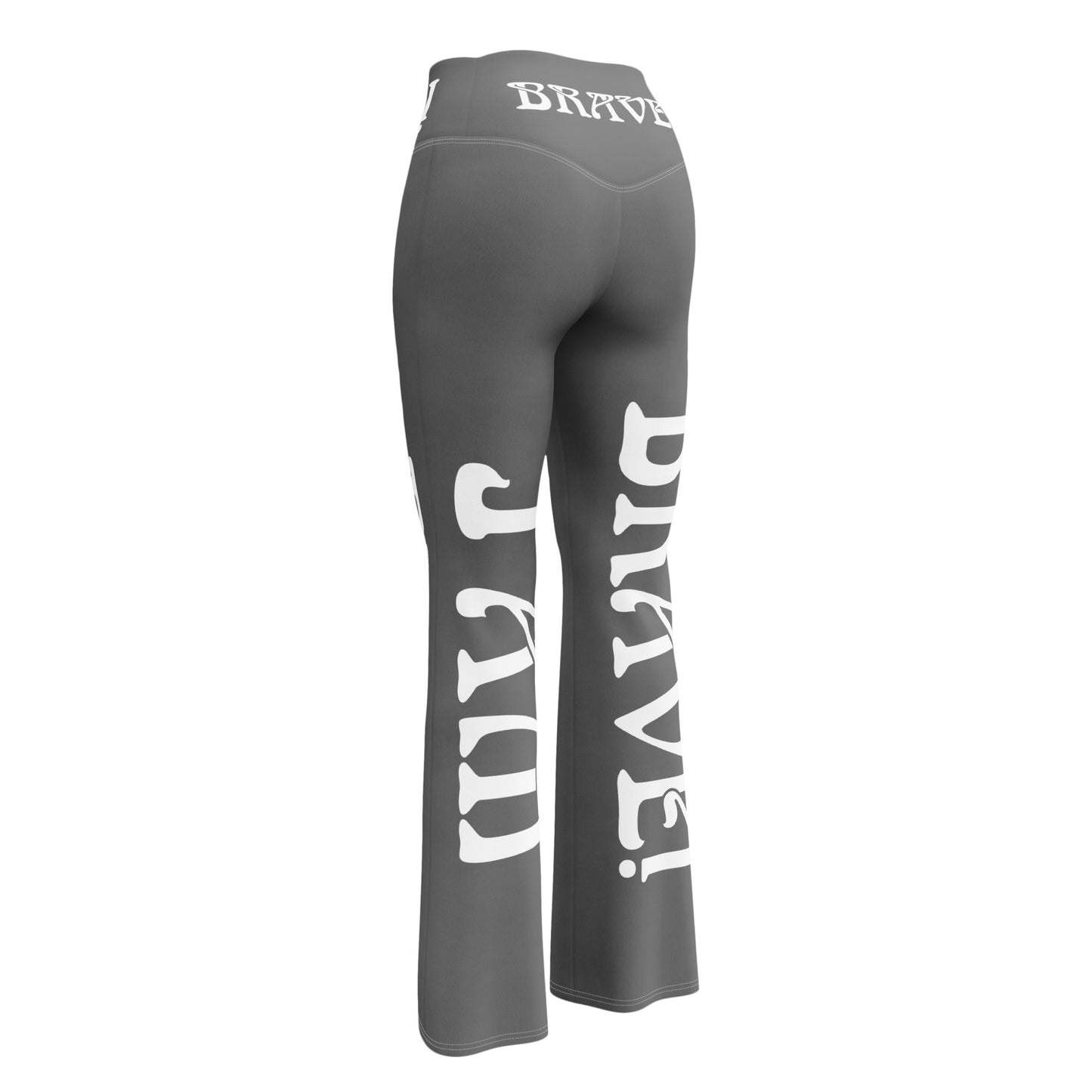 “I’AM BRAVE!” Grey Flare Leggings W/White Font