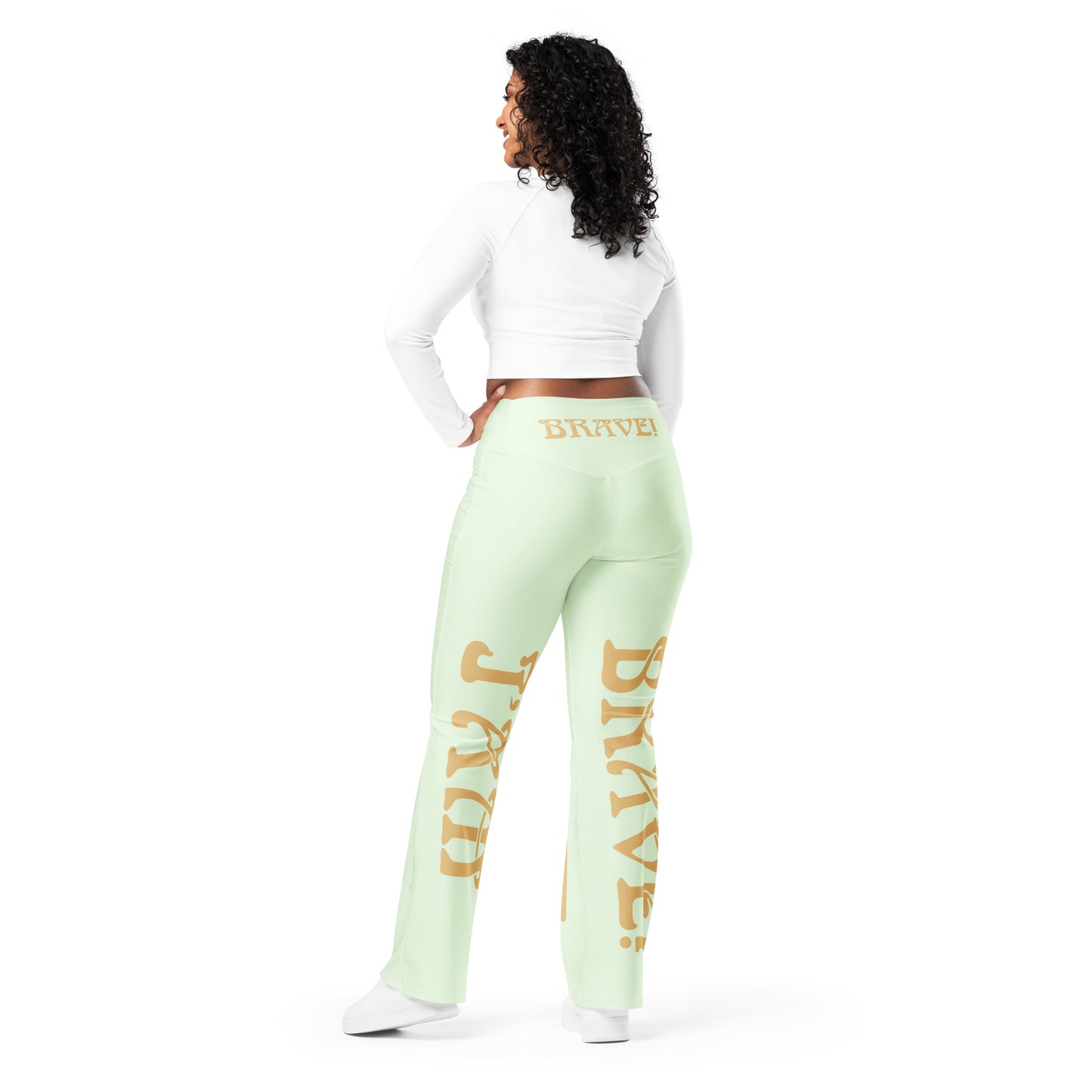“I’AM BRAVE!” Panache Flare Leggings W/Fawn Font