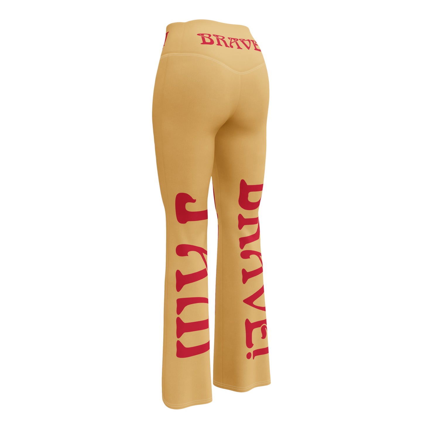 “I’AM BRAVE!” Fawn Flare Leggings W/Red Font