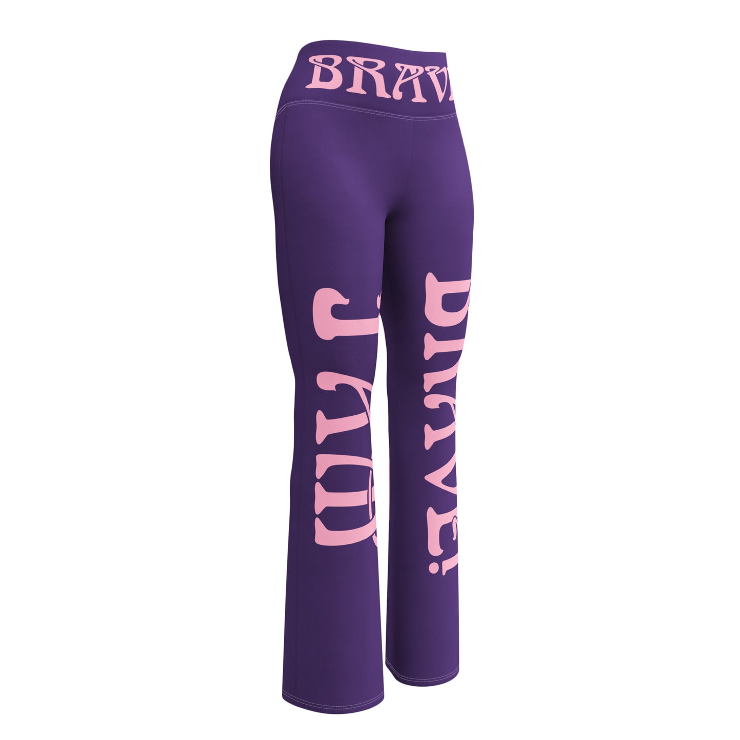 “I’AM BRAVE!” Purple Flare Leggings W/Cotton Candy Font