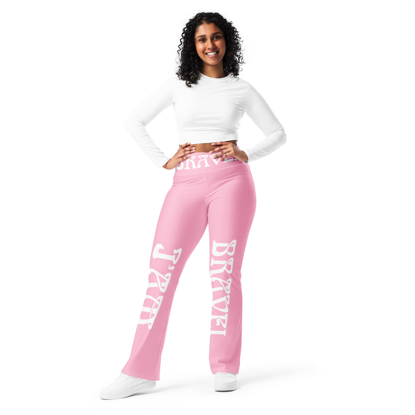 “I’AM BRAVE!” Cotton Candy Flare Leggings W/White Font