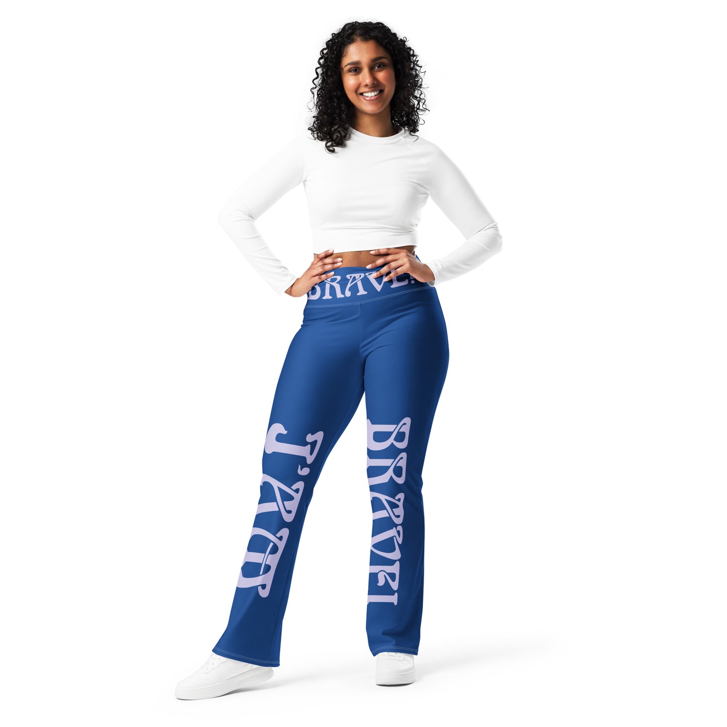 “I’AM BRAVE!” Blue Flare Leggings W/Melrose Font