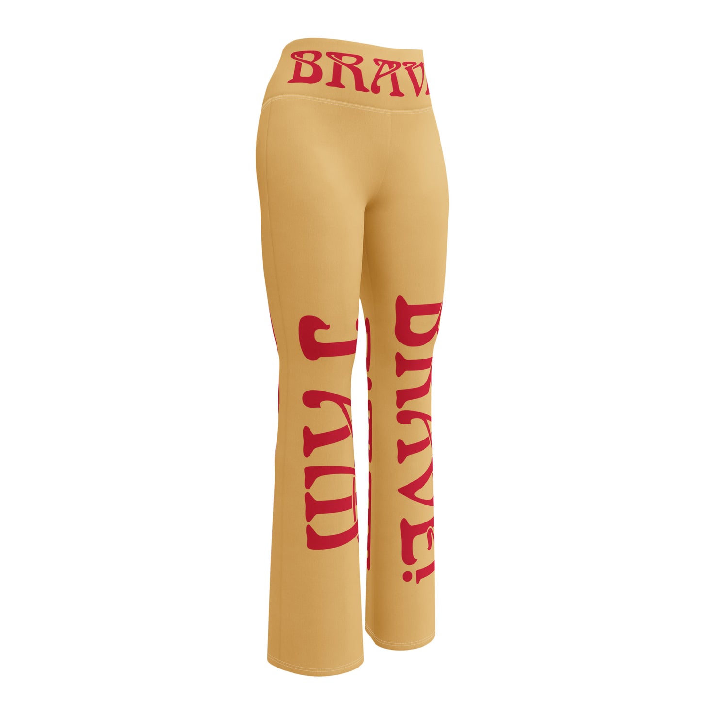 “I’AM BRAVE!” Fawn Flare Leggings W/Red Font